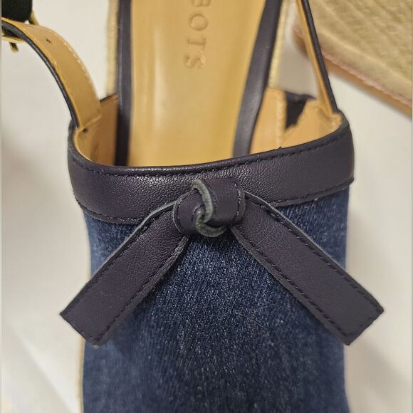 Talbots Saylor Bow Blue Denim Espadrille Wedge Sandals 10½ - Picture 6 of 12